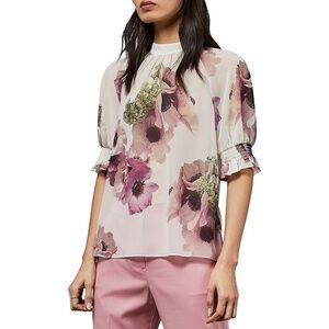 TED BAKER CAYLIEE NEOPOLITAN PUFF SLEEVE TOP - Size 1 (US 4)